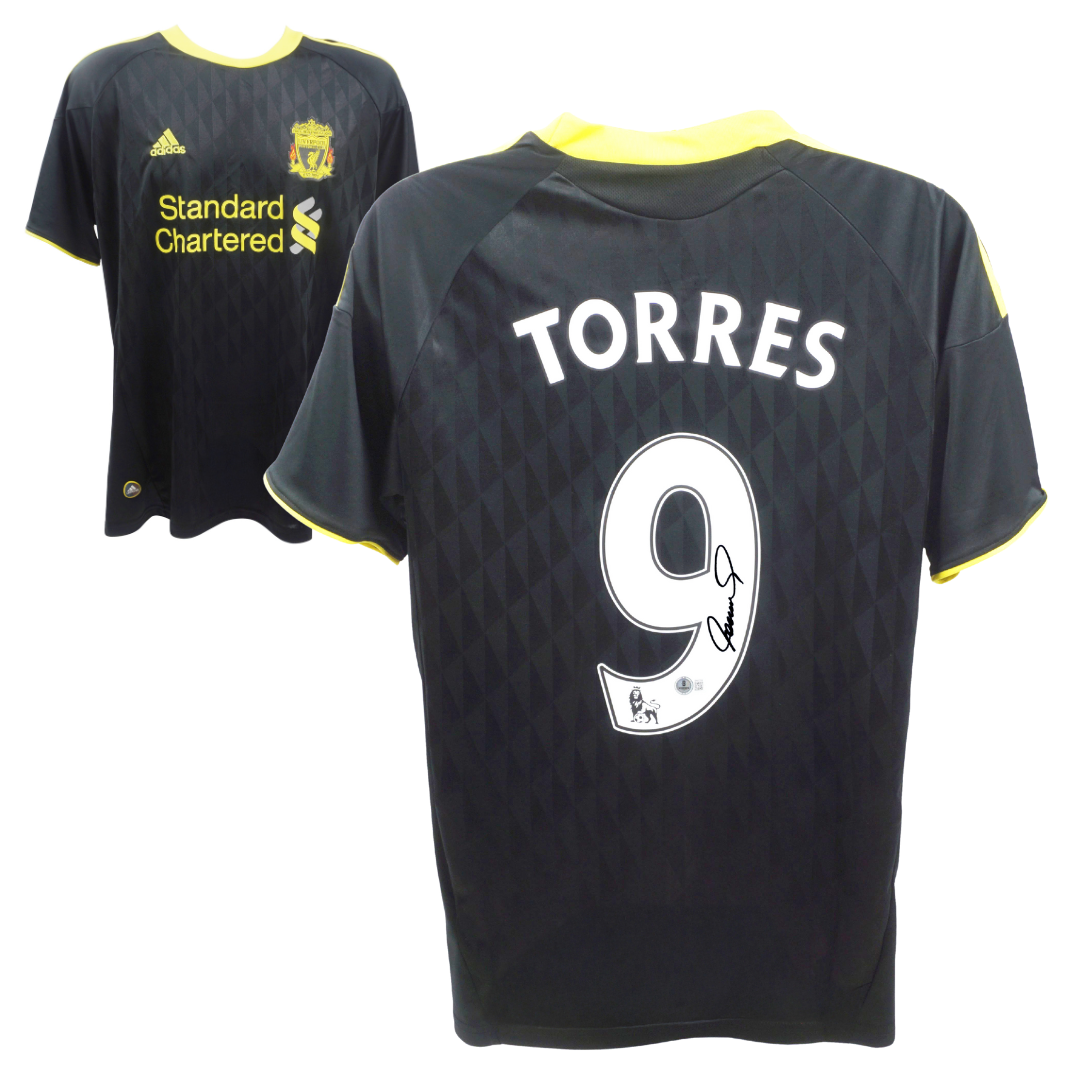 Fernando Torres Signed Liverpool FC Away Soccer Jersey #9 with Beckett COA